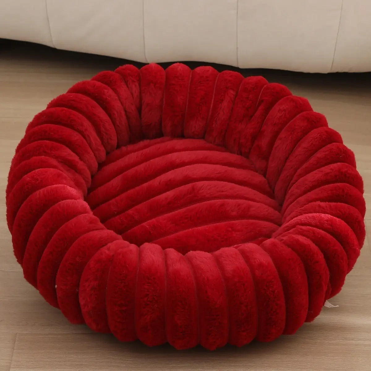 High-Density Faux Fur Round Pet Bed for Winter_CWMM5880