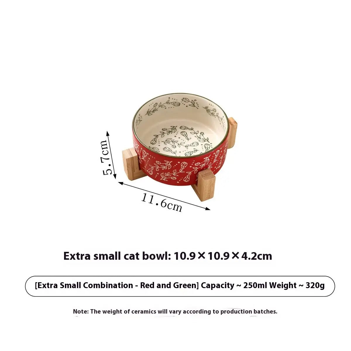 Boho Ceramic Pet Bowl with Wooden Stand_CWMM5944