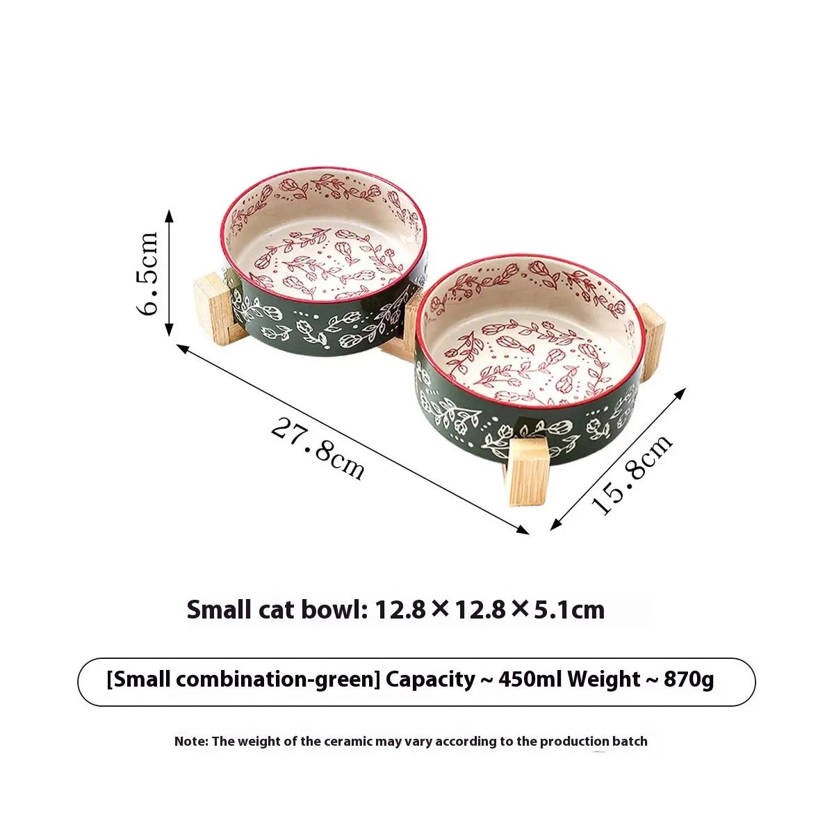 Boho Ceramic Pet Bowl with Wooden Stand_CWMM5944