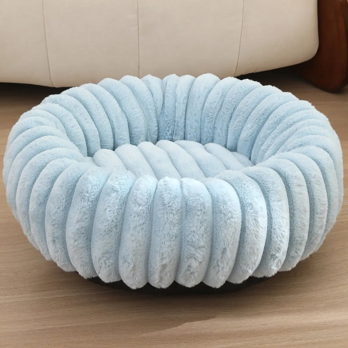 High-Density Faux Fur Round Pet Bed for Winter_CWMM5880