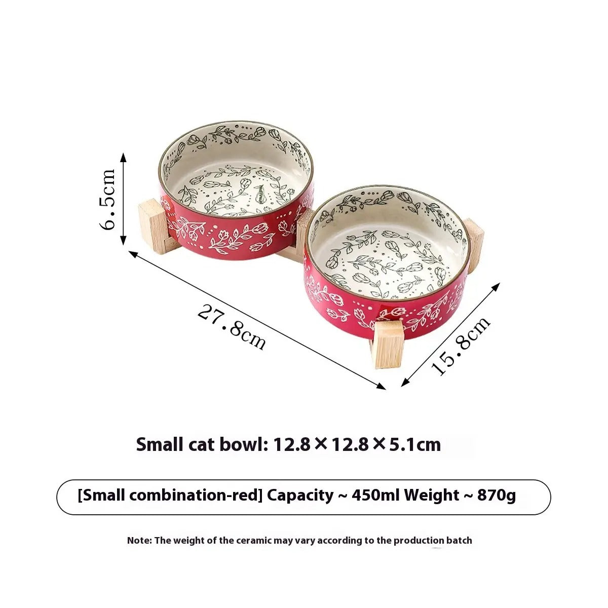 Boho Ceramic Pet Bowl with Wooden Stand_CWMM5944