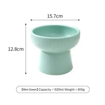 Striped Elevated Ceramic Pet Bowl for Cats & Dogs_CWMM5948