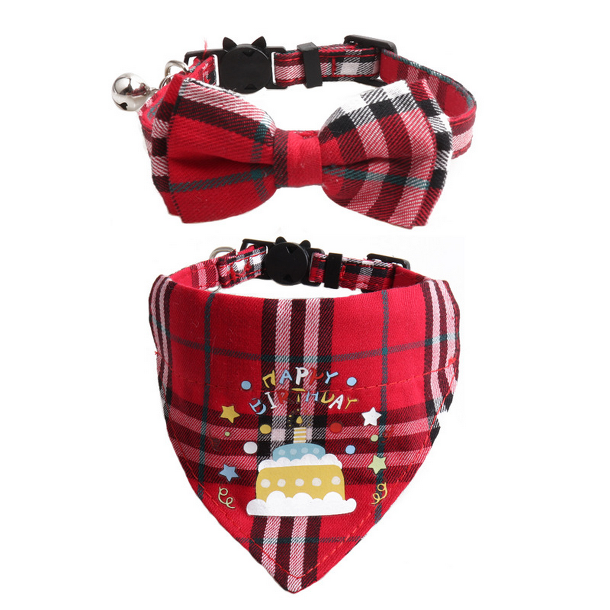 Cat Collar Set – Birthday Bow & Triangle Scarf_CWMM7768