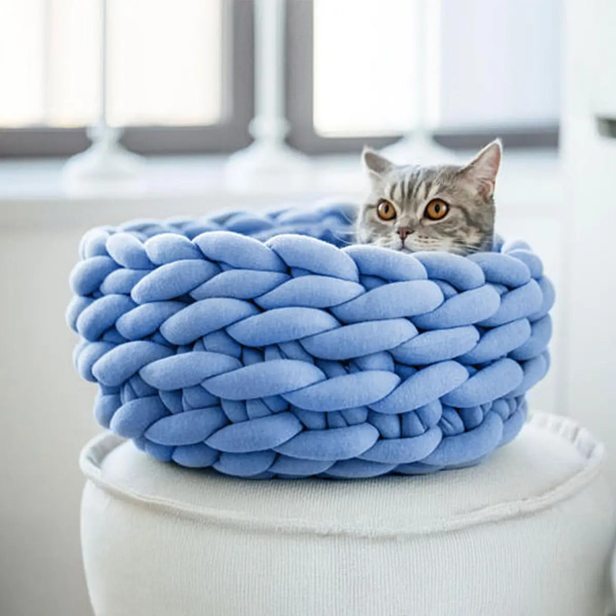 Chunky Handwoven Pet Bed, Machine Washable Cotton_CWMM6457