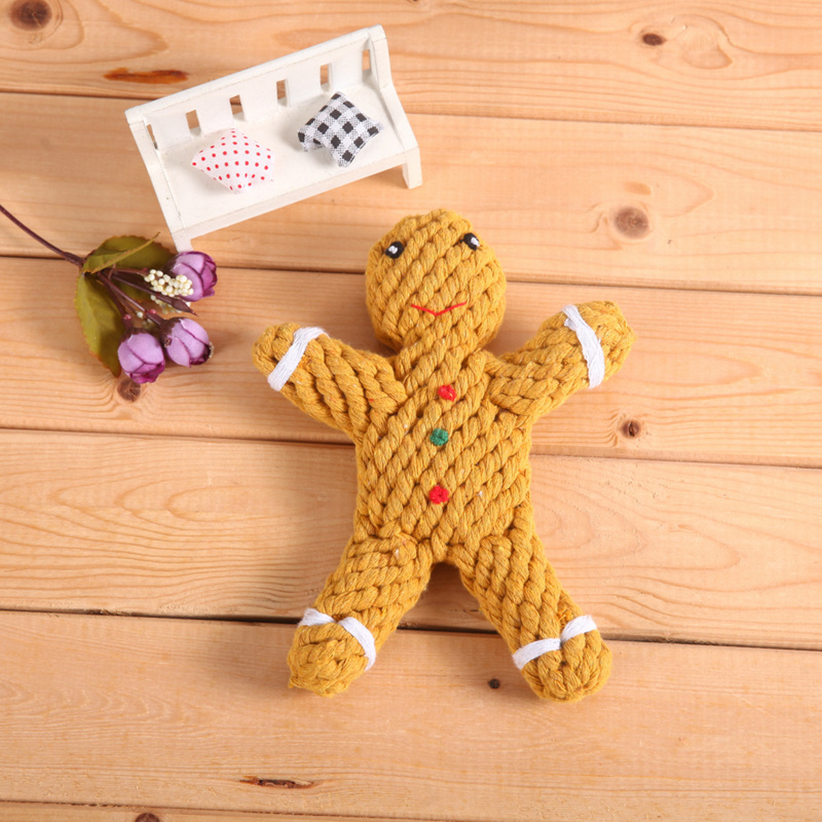 Gingerbread Man Rope Dog Toy – Dental Chew_CWMM8037