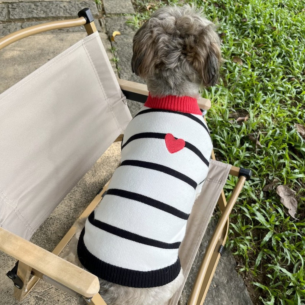 Striped Knit Dog Cat Sweater with Heart_CWMM12305