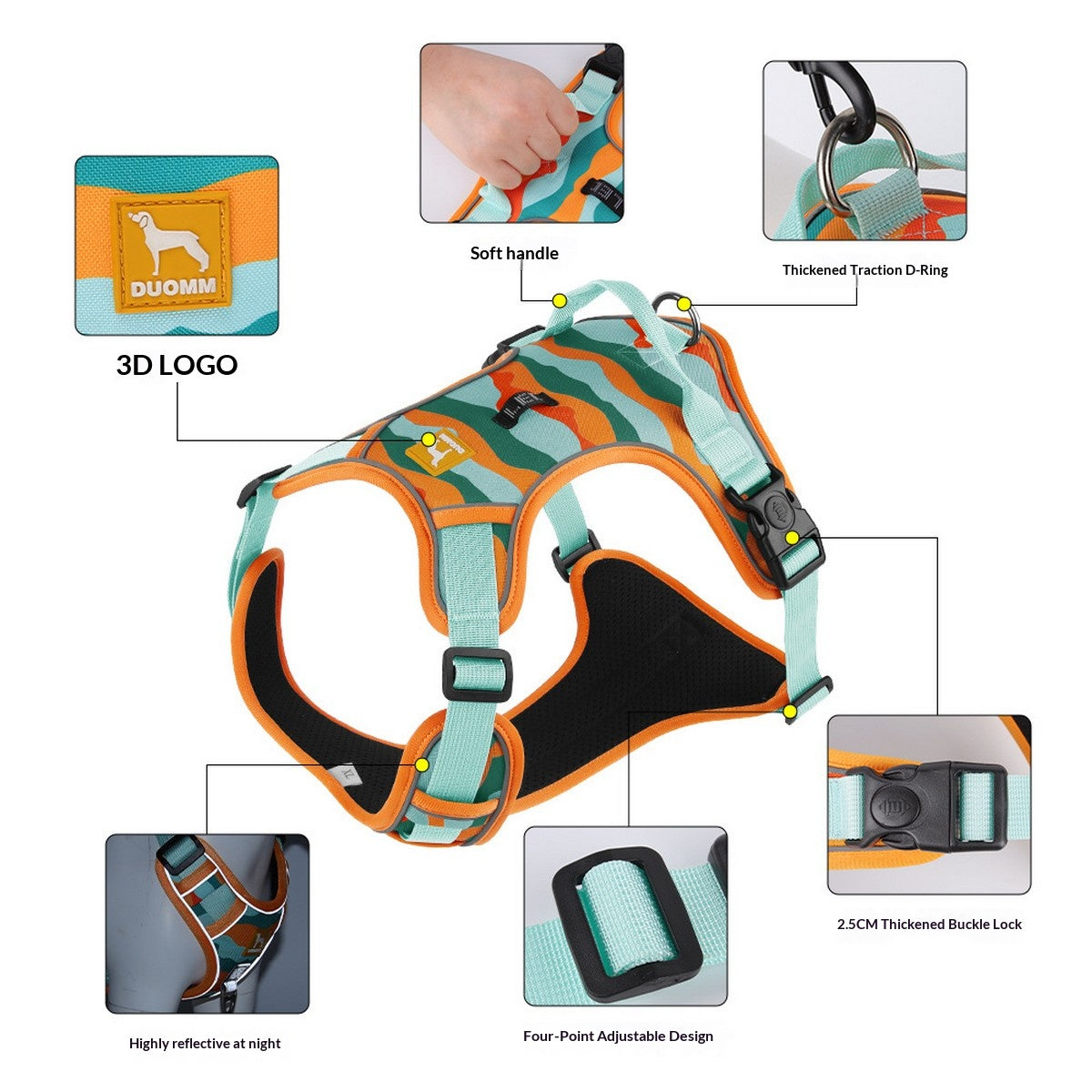 Printed Dog Harness and Leash for Active Dogs_CWMM12509