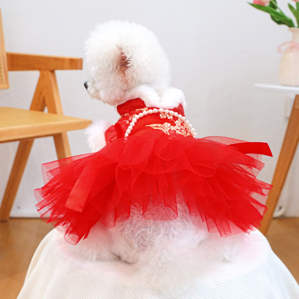 Dog Cat Cute Red Celebration Dress_CWMM13014