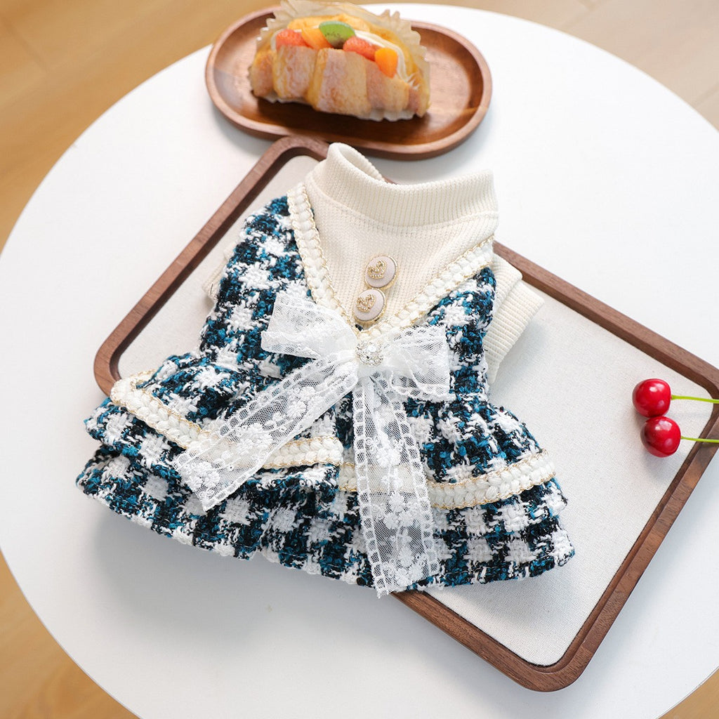 Dog Cat Elegant Blue Dress Royal Skirt_CWMM13039
