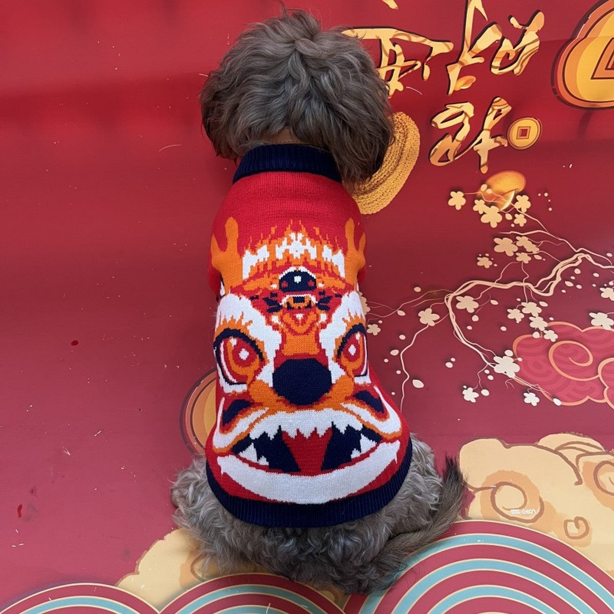 Red Dragon Theme Dog Winter Sweater_CWMM12376