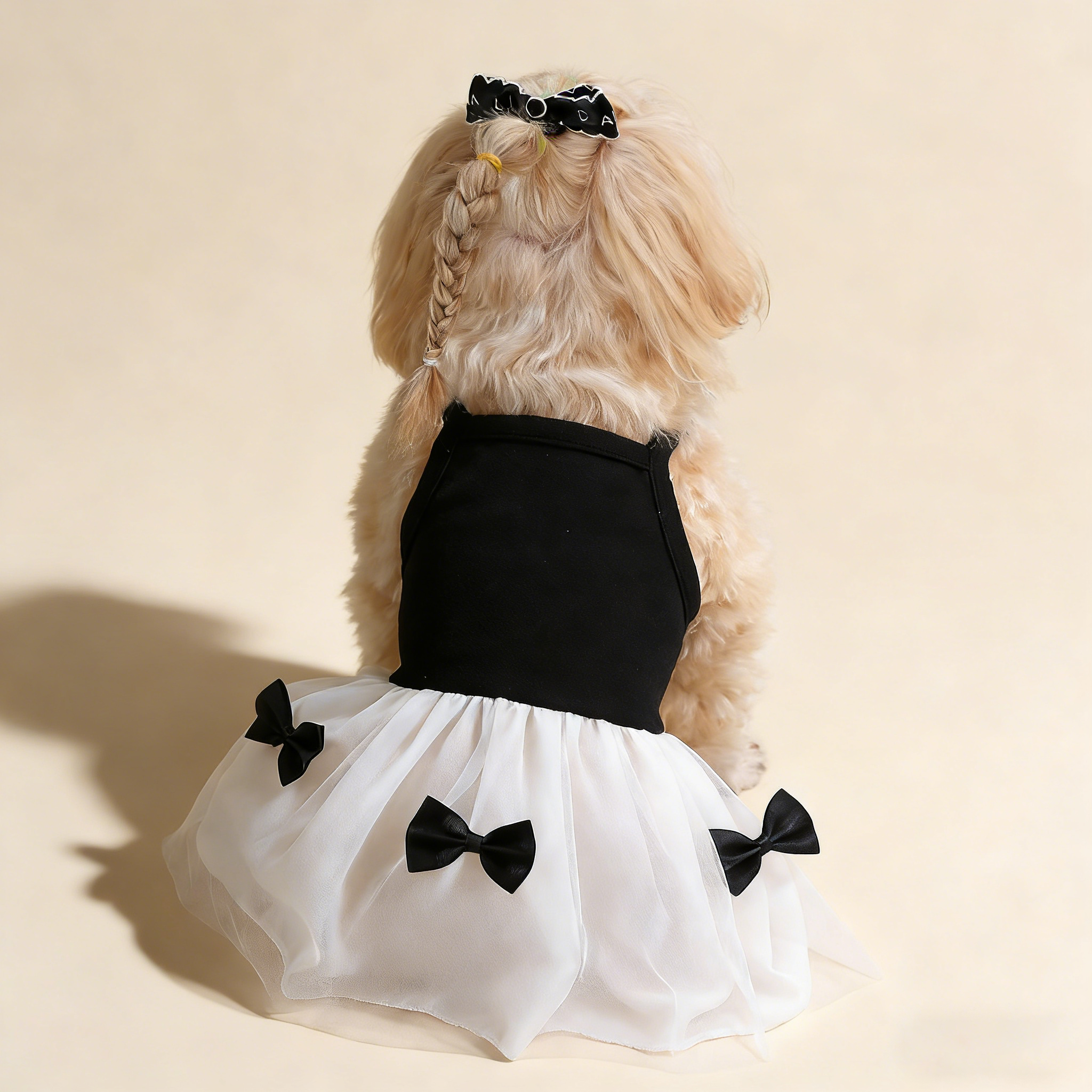 Cute Pet Dress Tulle Strap Bow Design_CWMM13249