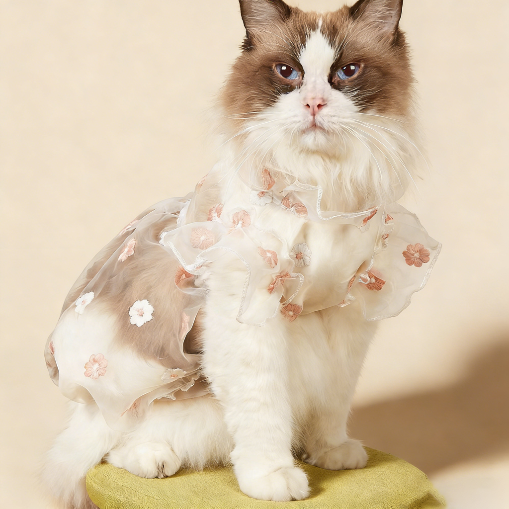 Puff Sleeve Pet Dress Embroidered Daisy_CWMM13246