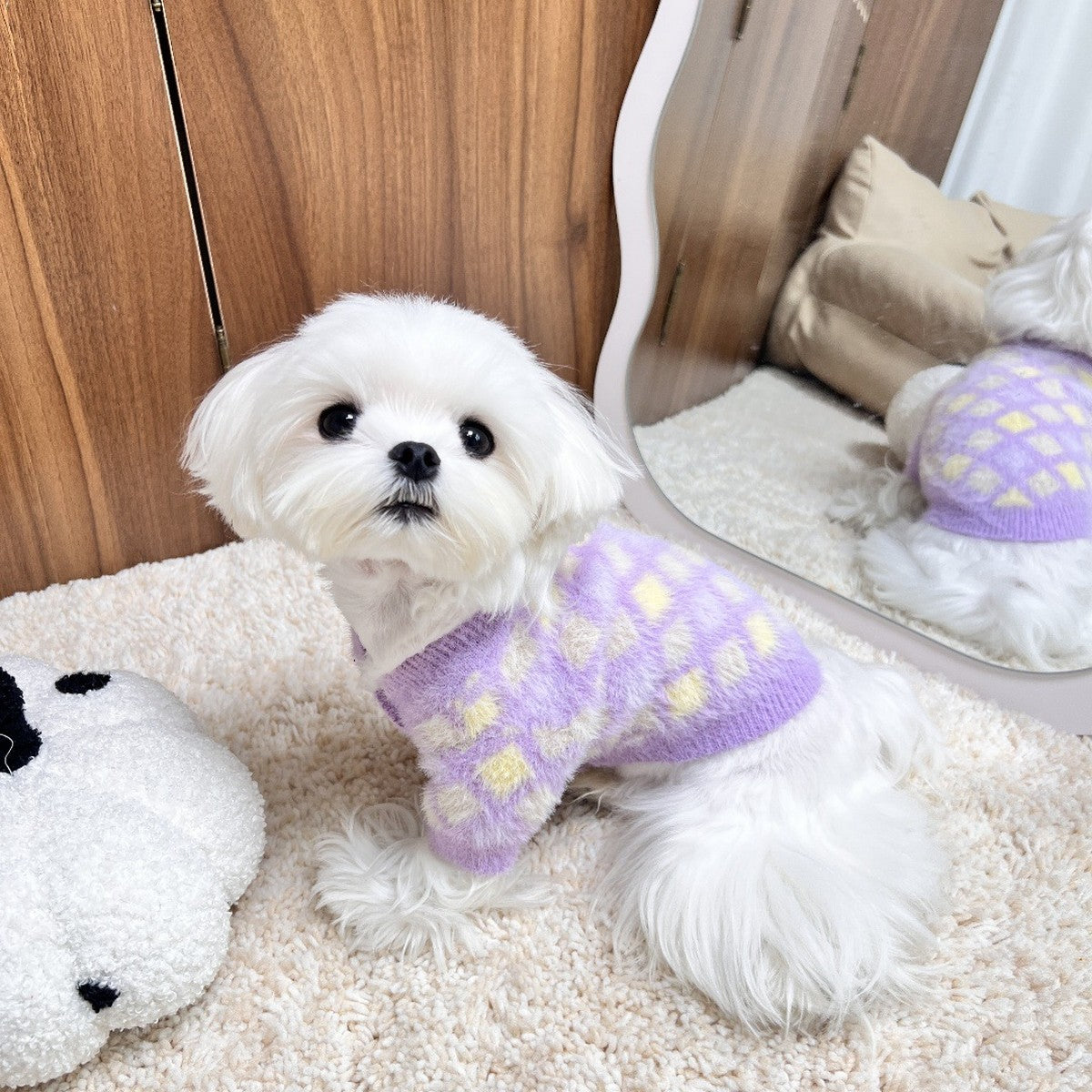 Purple Gradient Knit Dog Cat Sweater_CWMM12350