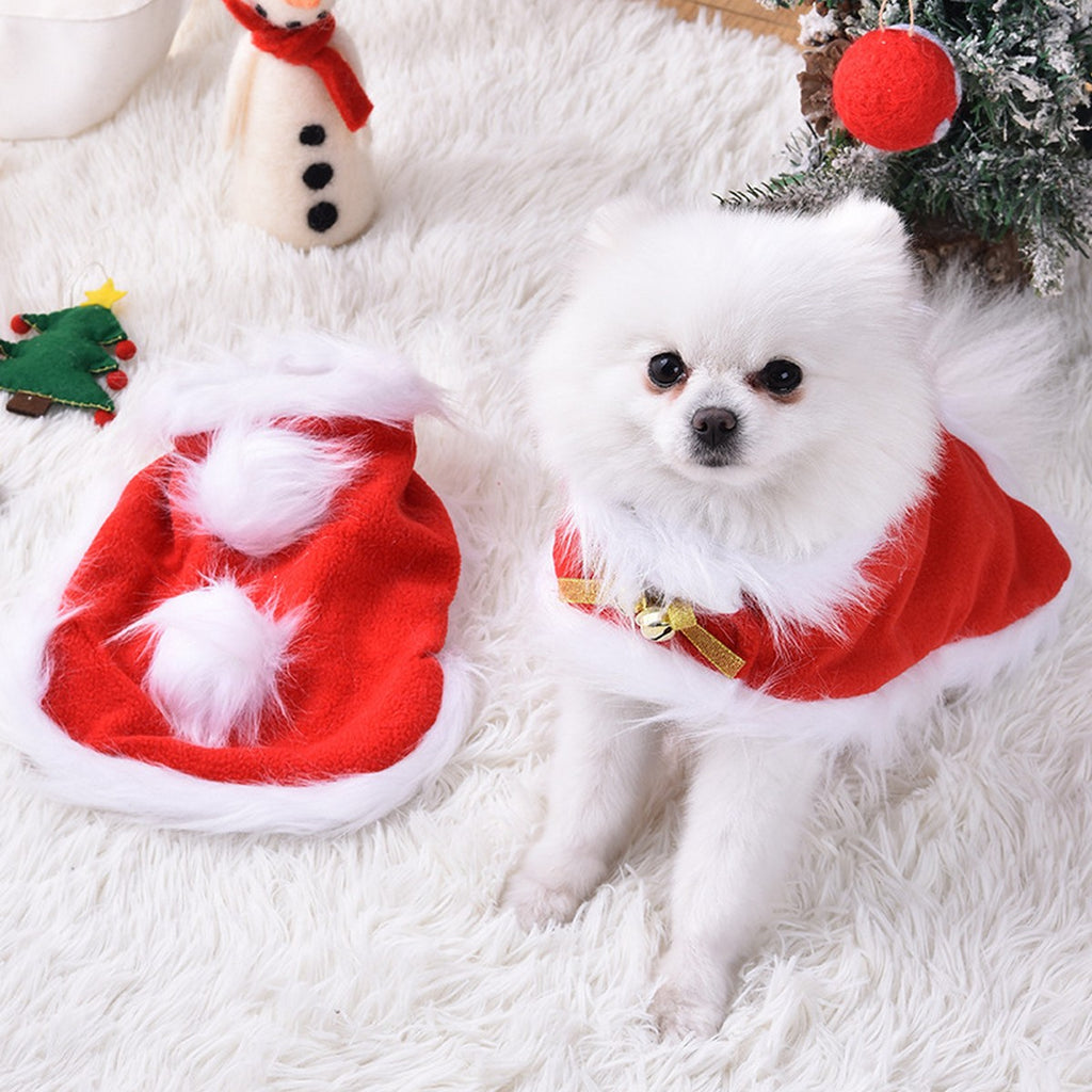 Small Dog Cat Cosplay Bell Christmas Cape_CWMM12882