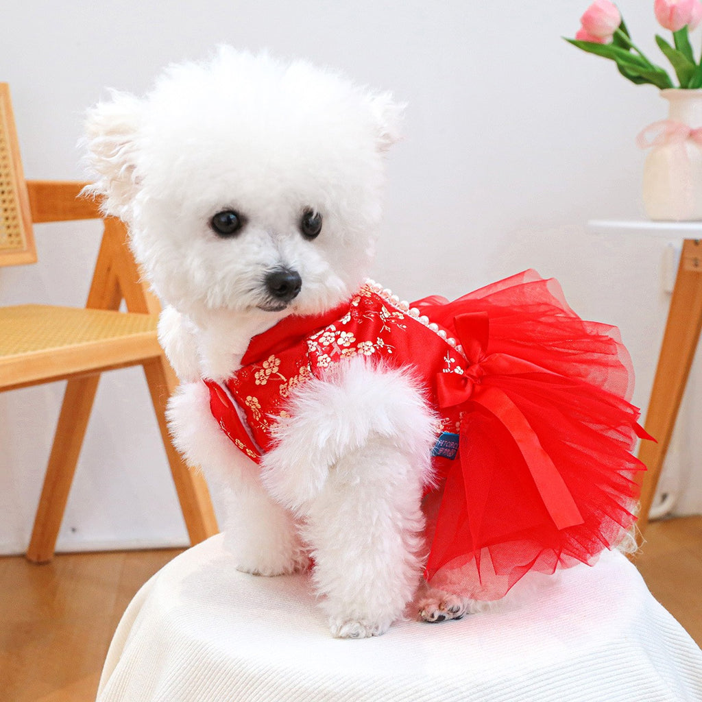 Dog Cat Cute Red Celebration Dress_CWMM13014