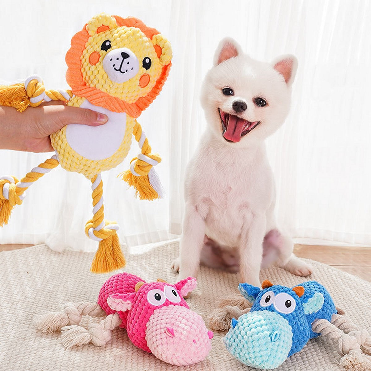 Funny Lion Plush Toy – Dog Cat Squeaky Toy_CWMM11173