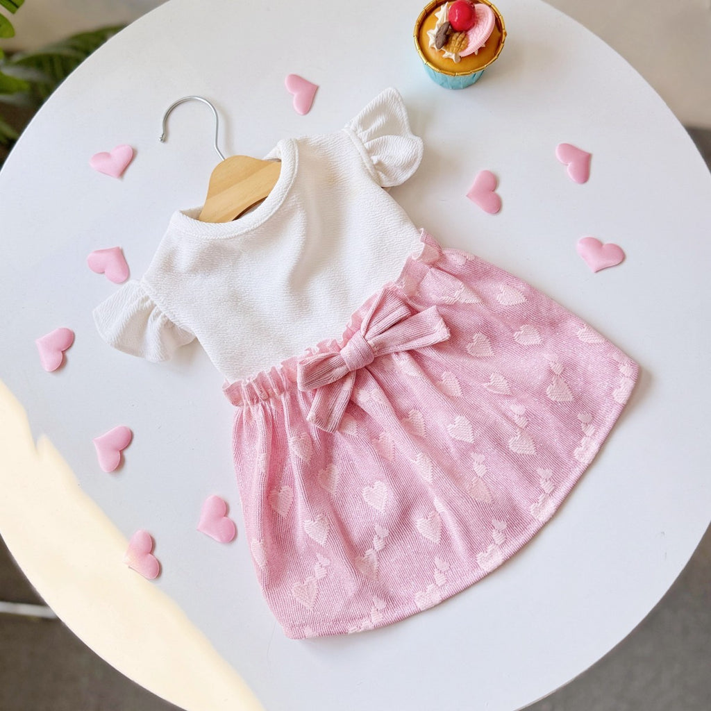 Cute Pet Dress Pink Puff Sleeve Bow_CWMM13250