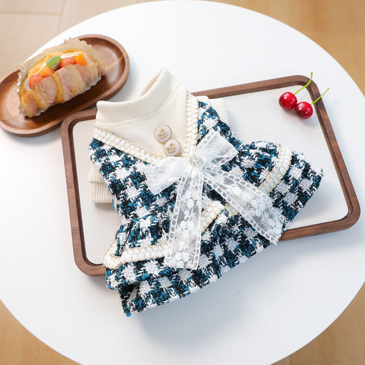 Dog Cat Elegant Blue Dress Royal Skirt_CWMM13039