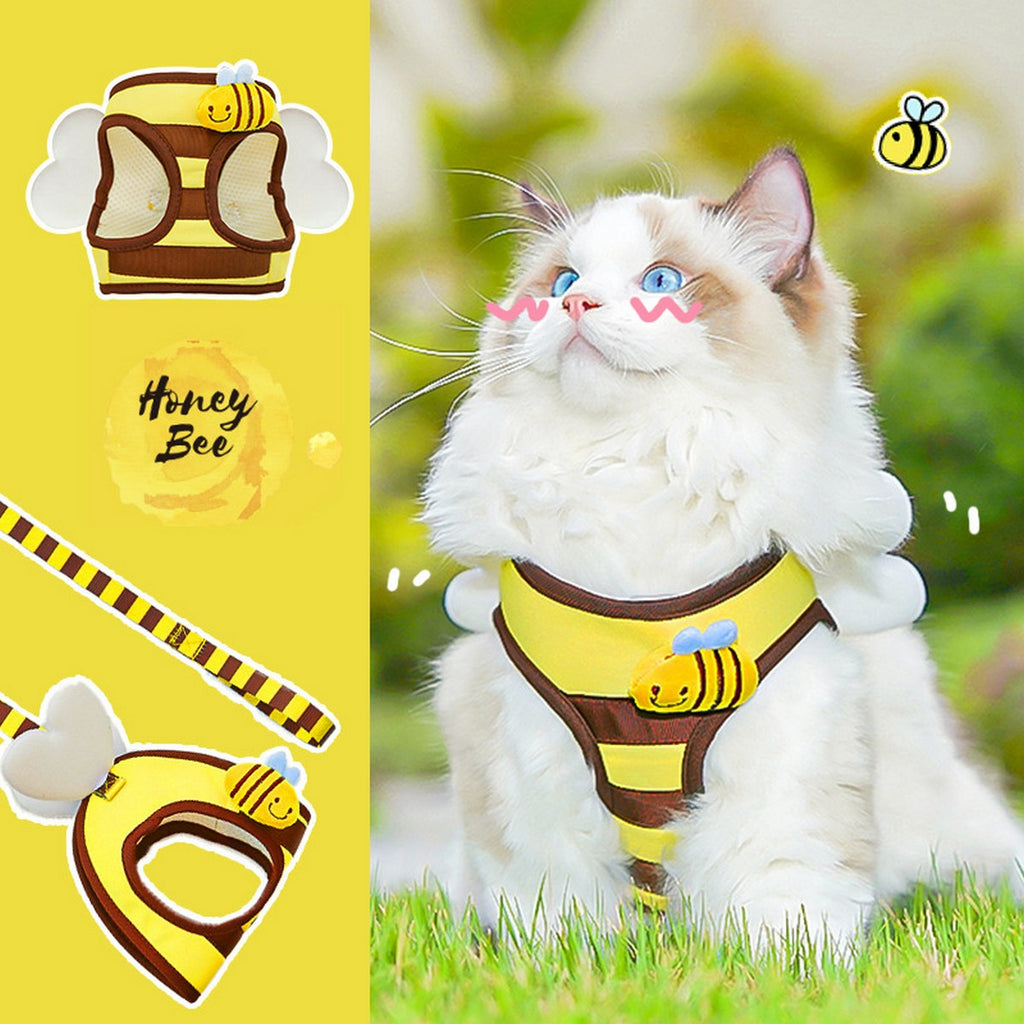 Bee Pet Harness Set – Cute Dog Cat Leash Outfit_CWMM11161