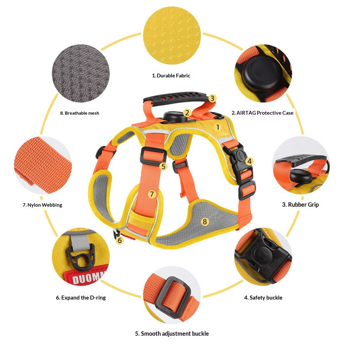 Dog Harness and Leash Set with Tracker Holder_CWMM12486