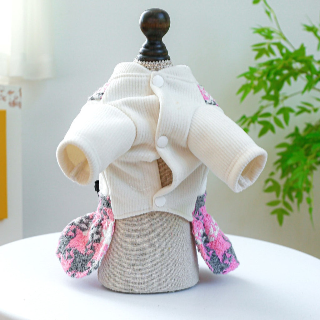 Cute Pet Bow Houndstooth Skirt Dress_CWMM13089