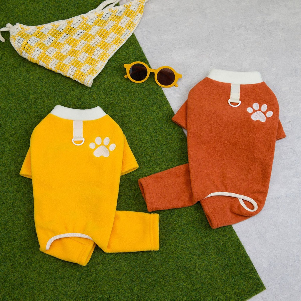 Teddy Bichon Dog Paw Fleece Jumpsuit_CWMM12228