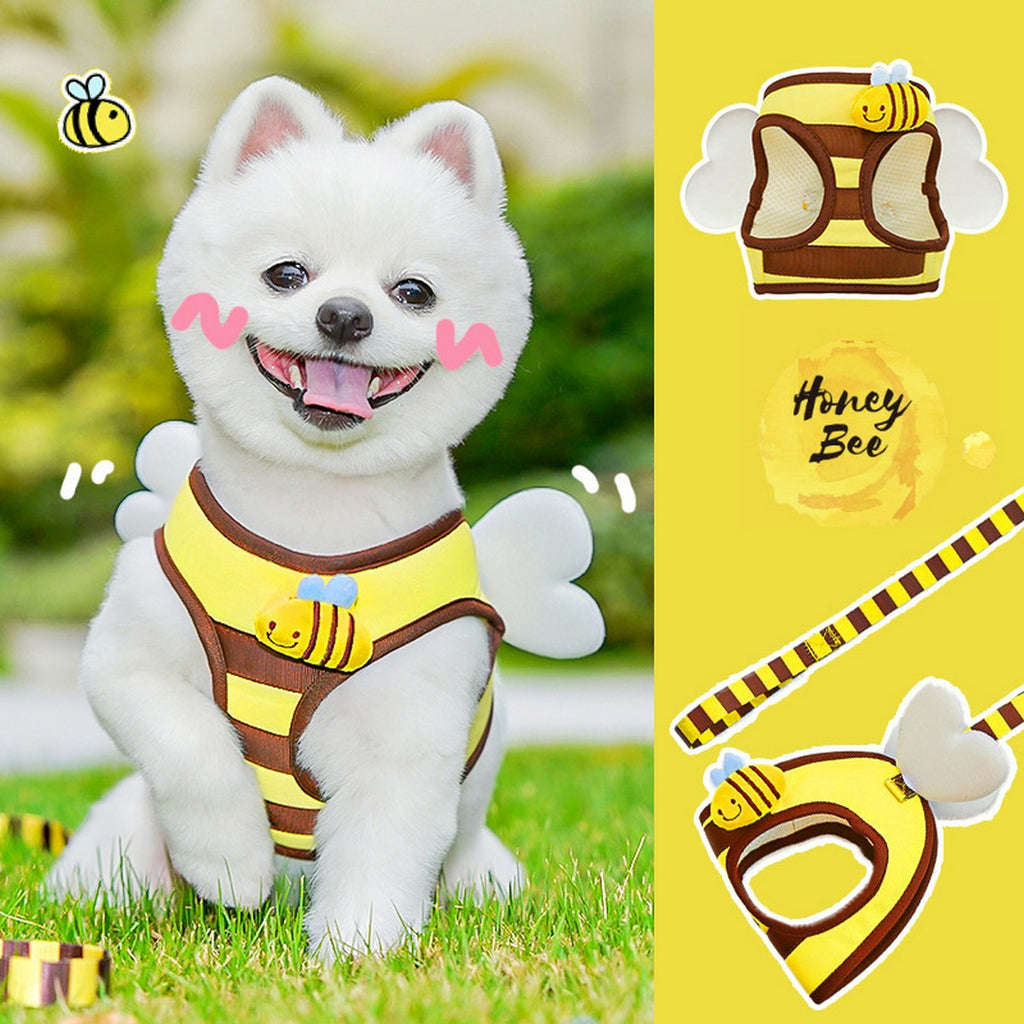 Bee Pet Harness Set – Cute Dog Cat Leash Outfit_CWMM11161