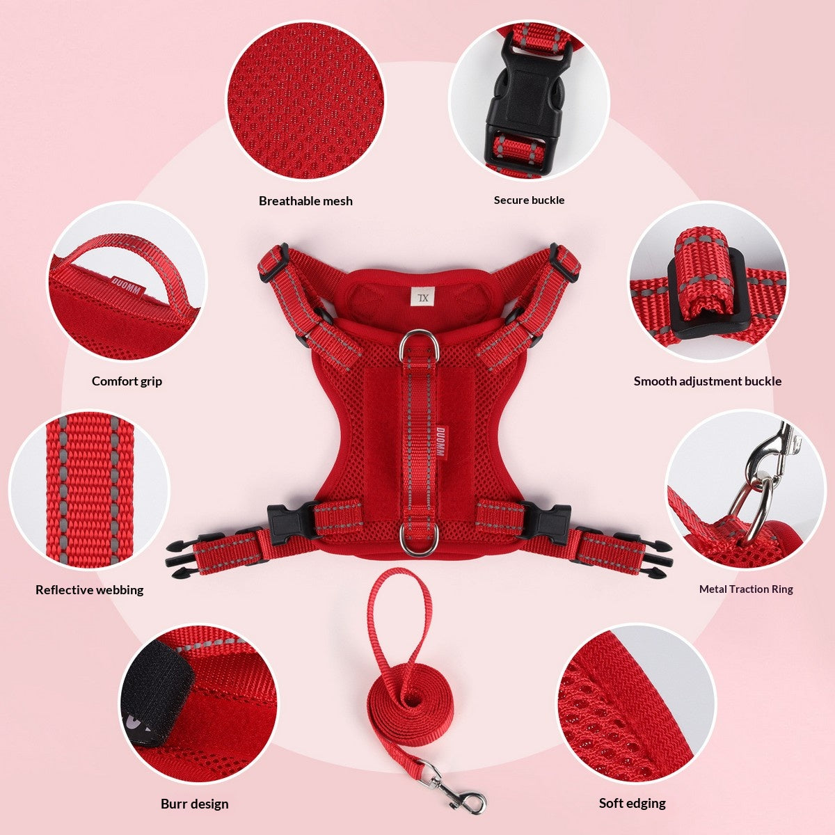 Reflective Service Dog Harness with Leash_CWMM12488