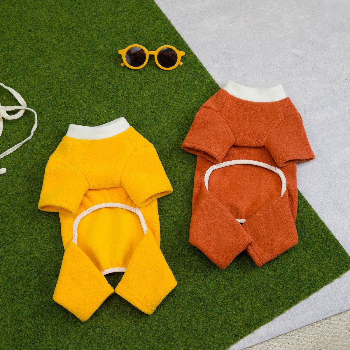 Teddy Bichon Dog Paw Fleece Jumpsuit_CWMM12228