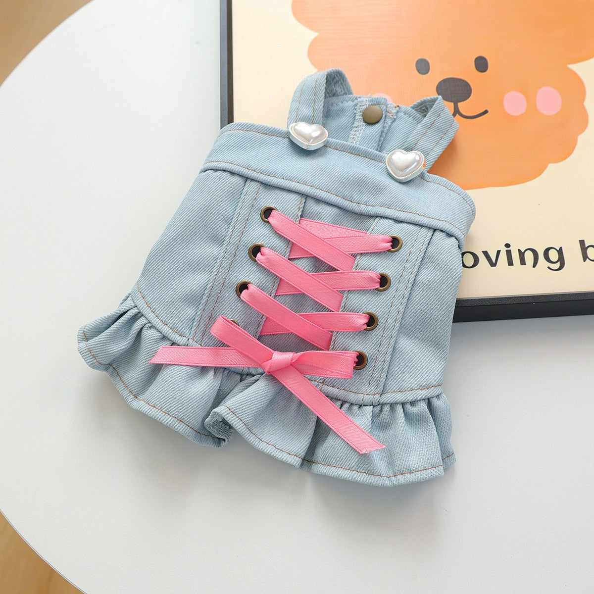 Pet Cozy Denim Dress Cute Heart Skirt_CWMM13012