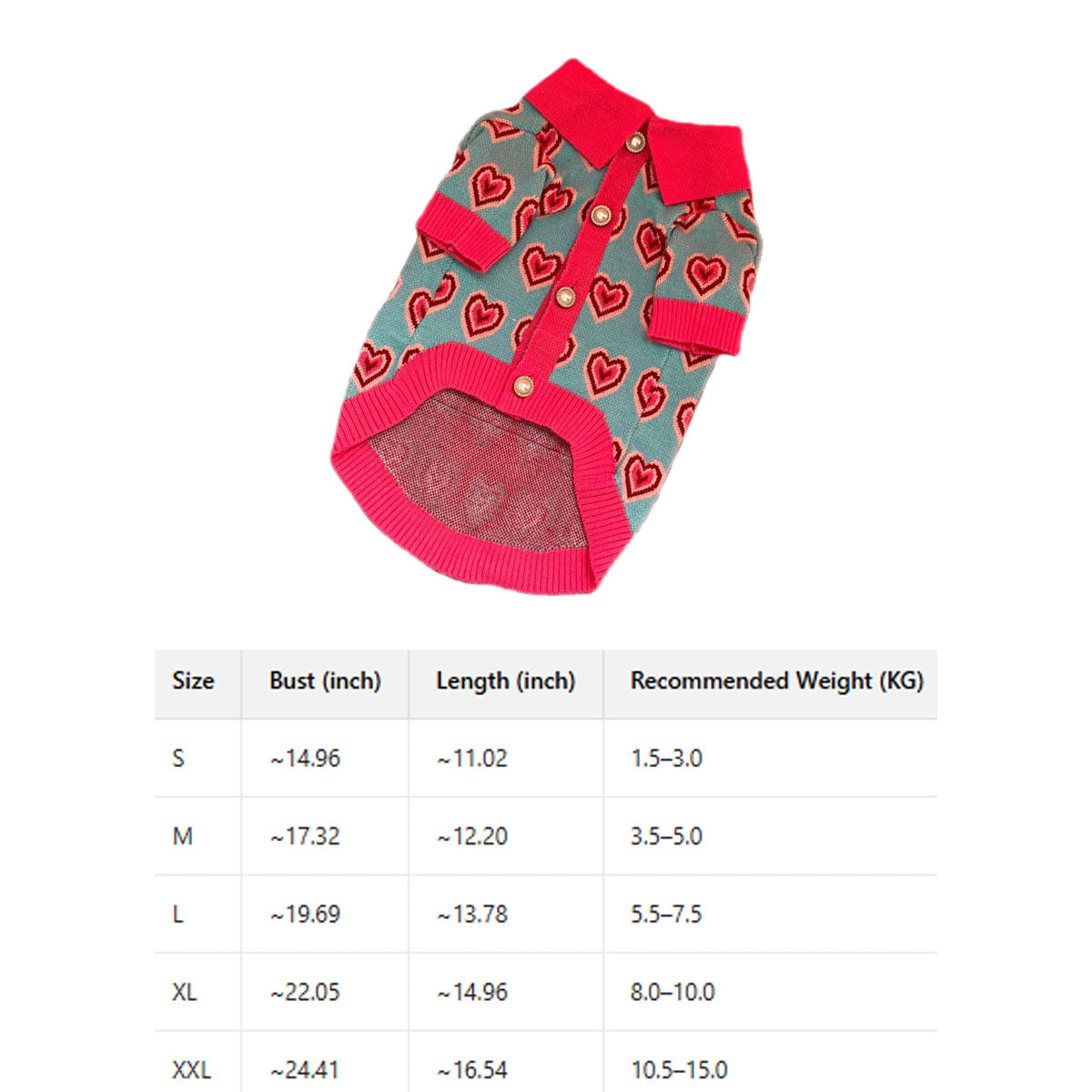 Fashion Heart Collar Dog Cat Sweater_CWMM12352