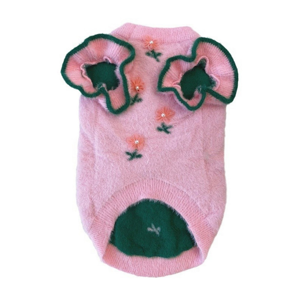 Flower Mink Knit Dog Cat Vest Sweater_CWMM12378