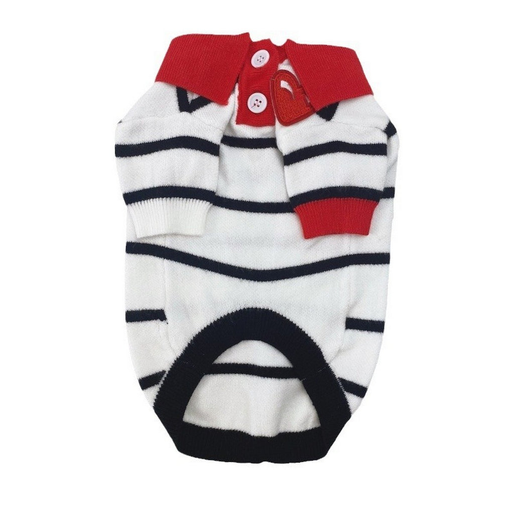 Striped Polo Knit Dog Cat Cardigan Sweater_CWMM12379
