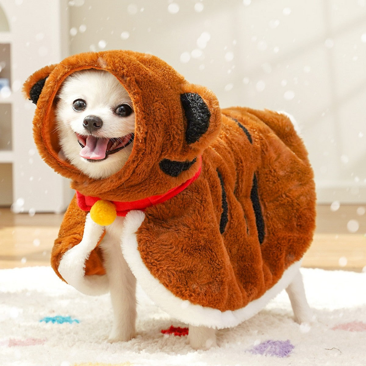 Tiger Plush Pet Cape – Warm Winter Cloak_CWMM11164