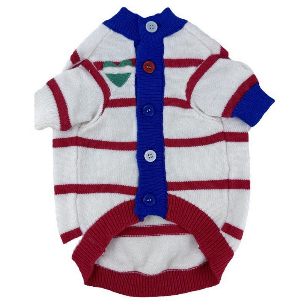 Striped Knit Dog Cat Sweater with Heart_CWMM12305