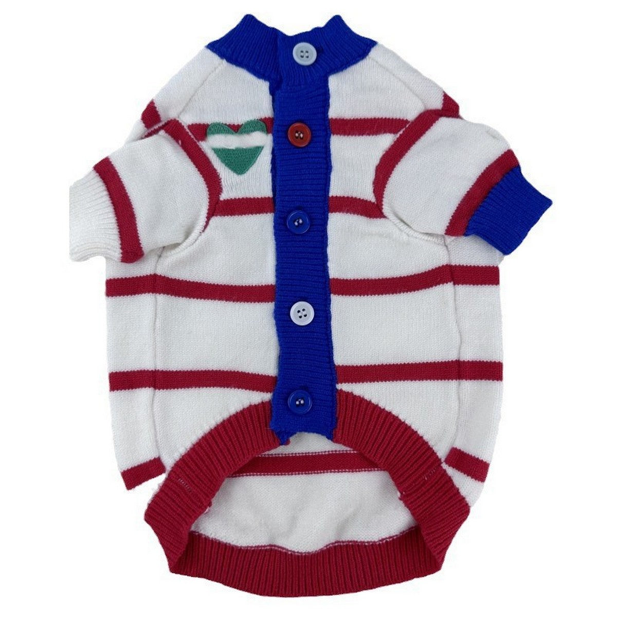 Striped Knit Dog Cat Sweater with Heart_CWMM12305