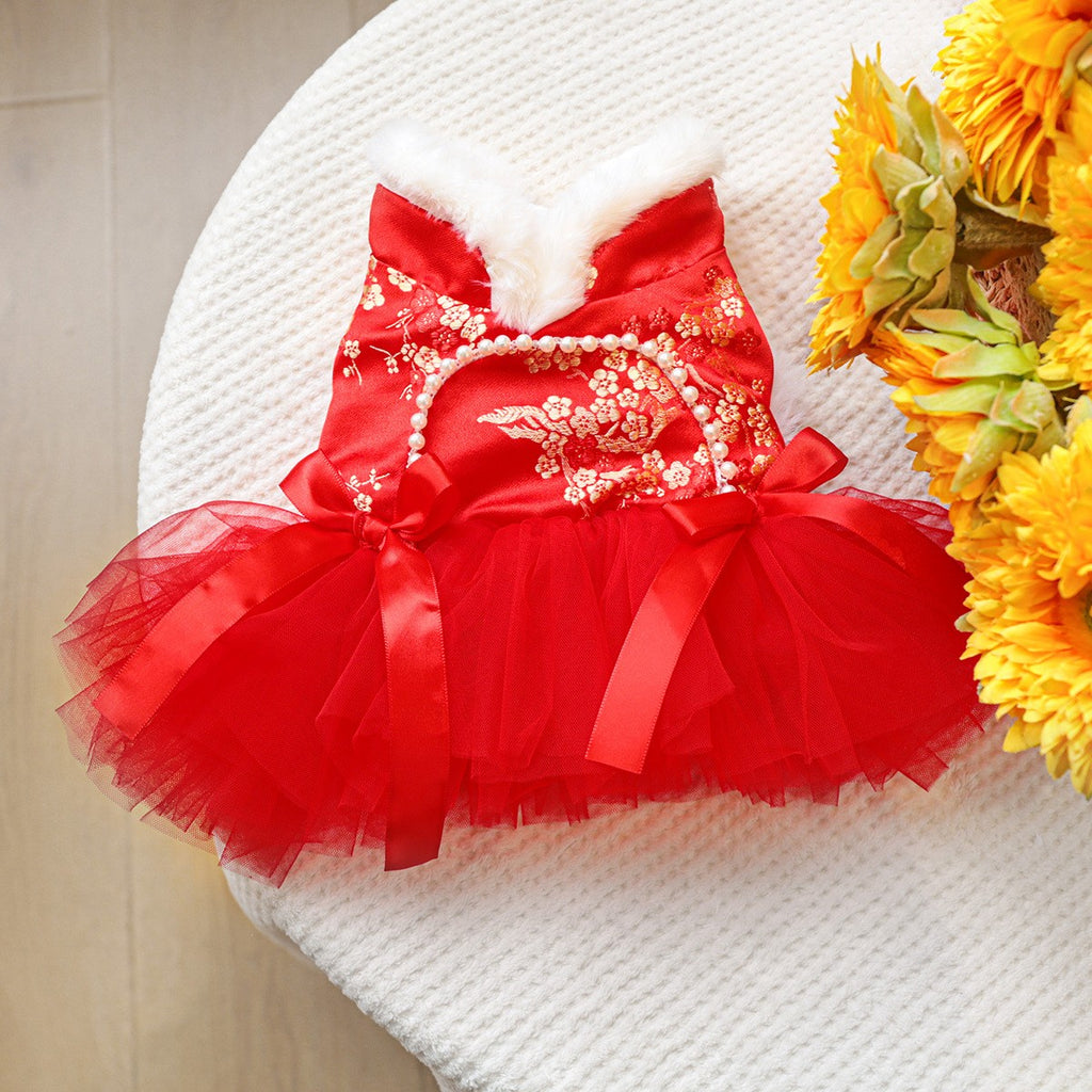 Dog Cat Cute Red Celebration Dress_CWMM13014