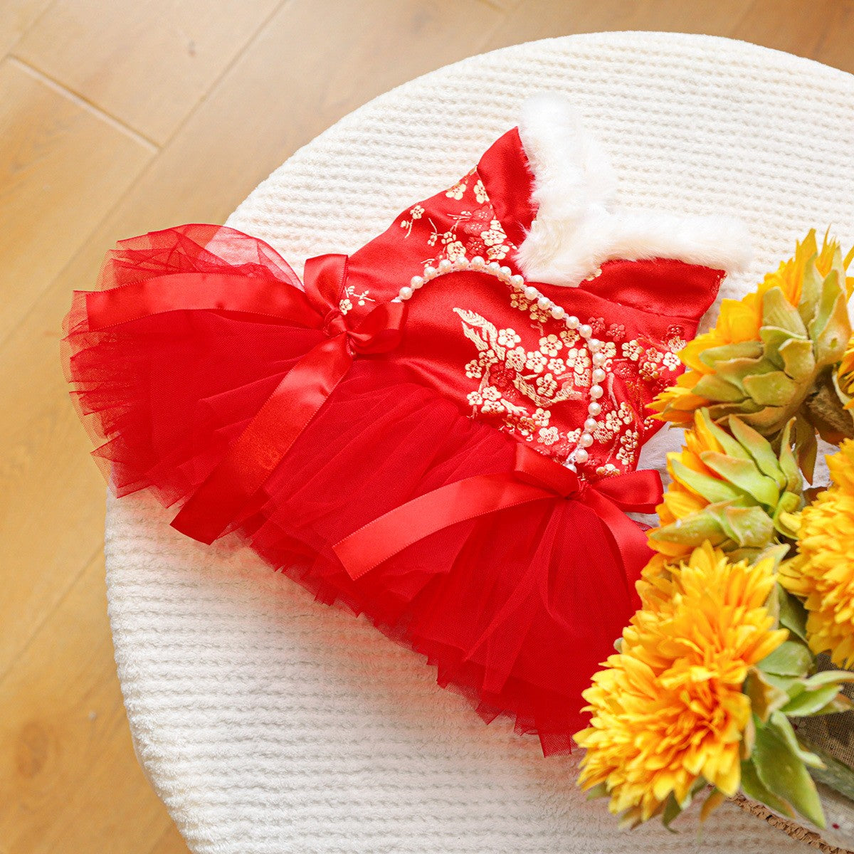 Dog Cat Cute Red Celebration Dress_CWMM13014