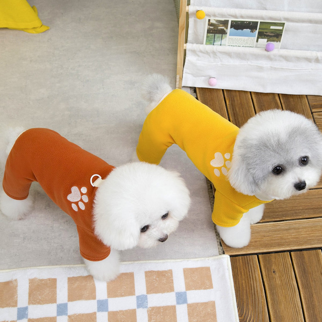 Teddy Bichon Dog Paw Fleece Jumpsuit_CWMM12228