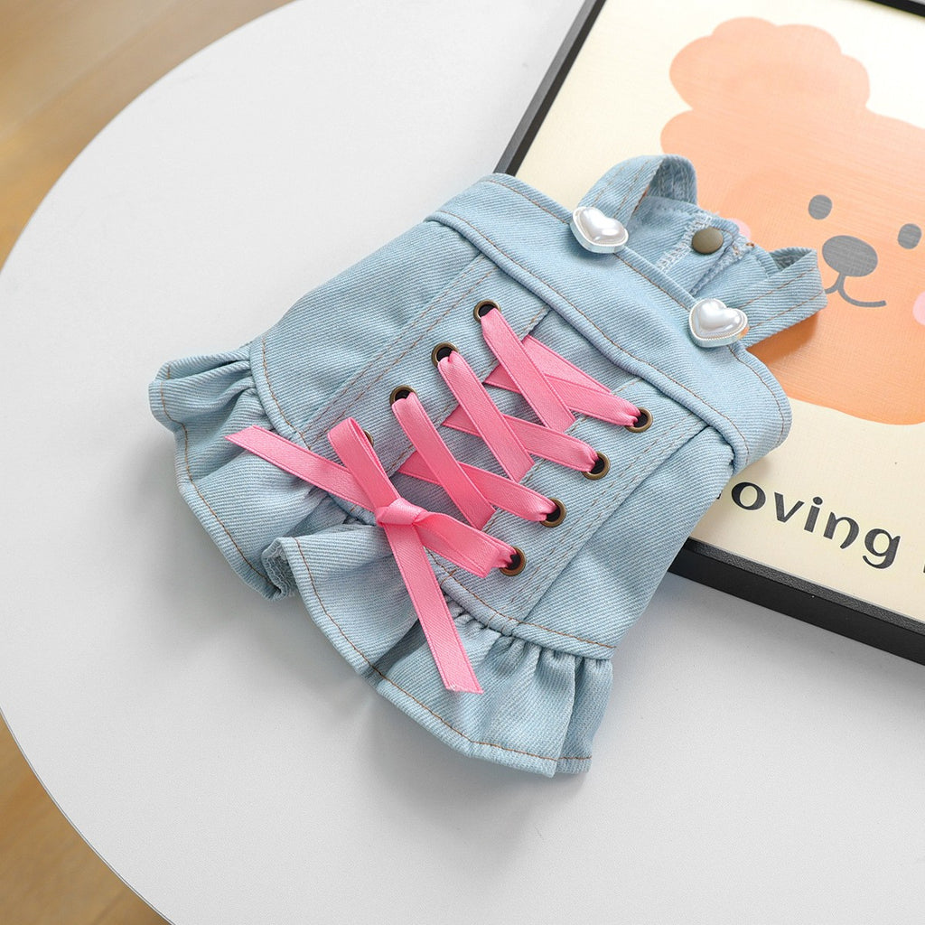 Pet Cozy Denim Dress Cute Heart Skirt_CWMM13012