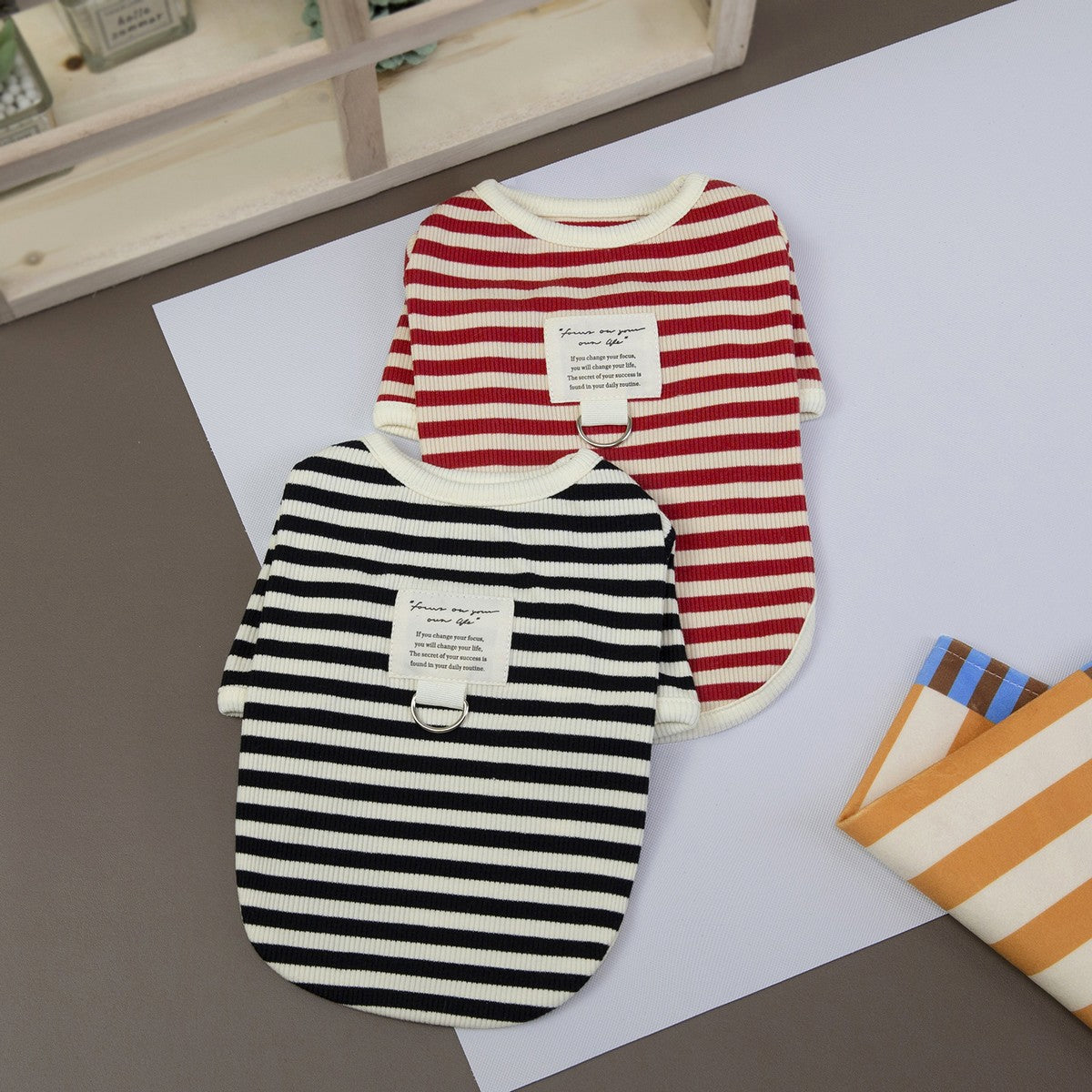 Striped Dog Cat T-Shirt Winter Small Dogs_CWMM12251