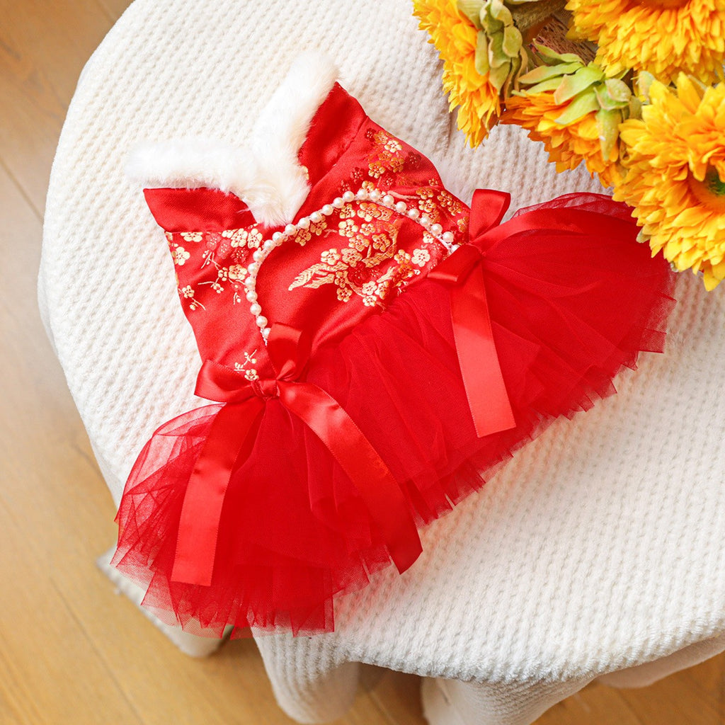 Dog Cat Cute Red Celebration Dress_CWMM13014