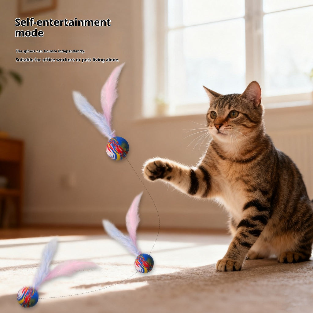 Feather Bounce Cat Toy Interactive Chew Ball_CWMM11491