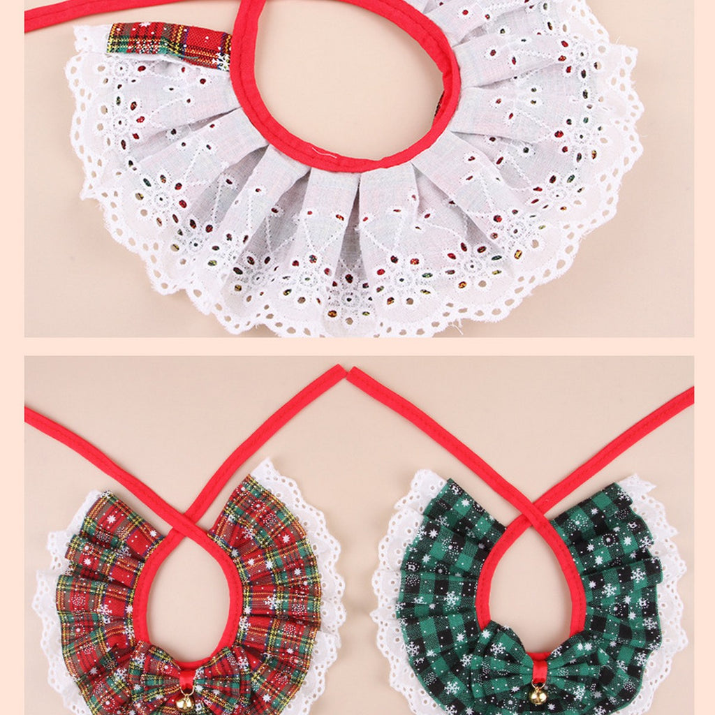Festive Pet Scarf Collar – Plaid Bell Neck Accessory_CWMM11338