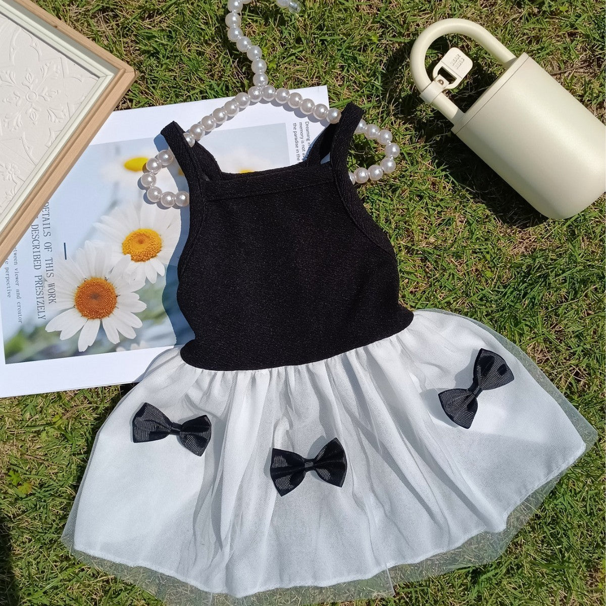 Cute Pet Dress Tulle Strap Bow Design_CWMM13249