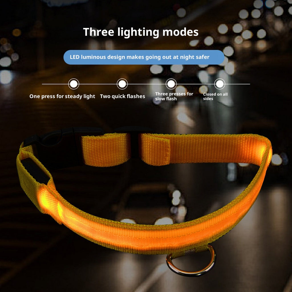 LED Nylon Dog Collar USB Night Safety Glow_CWMM11485