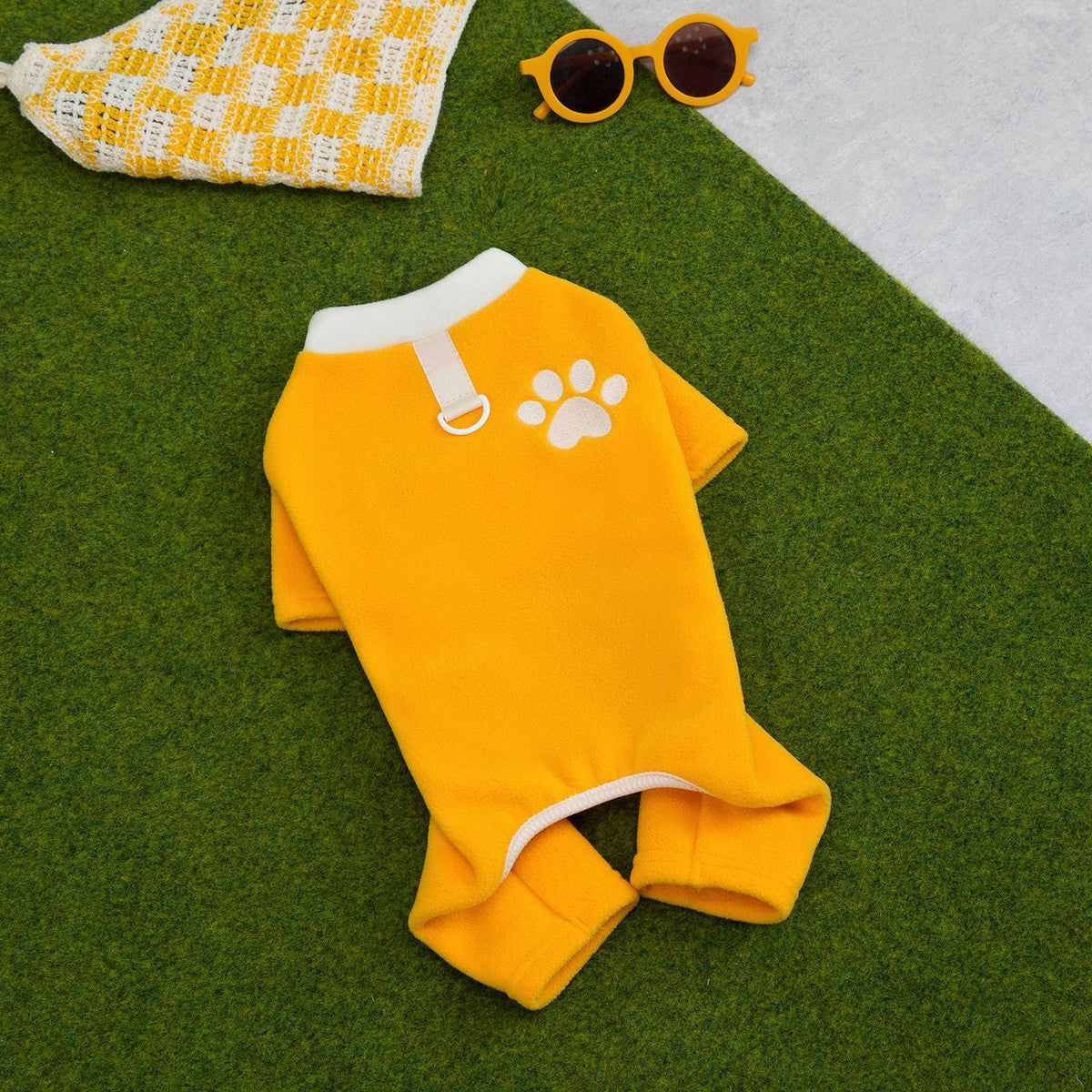 Teddy Bichon Dog Paw Fleece Jumpsuit_CWMM12228