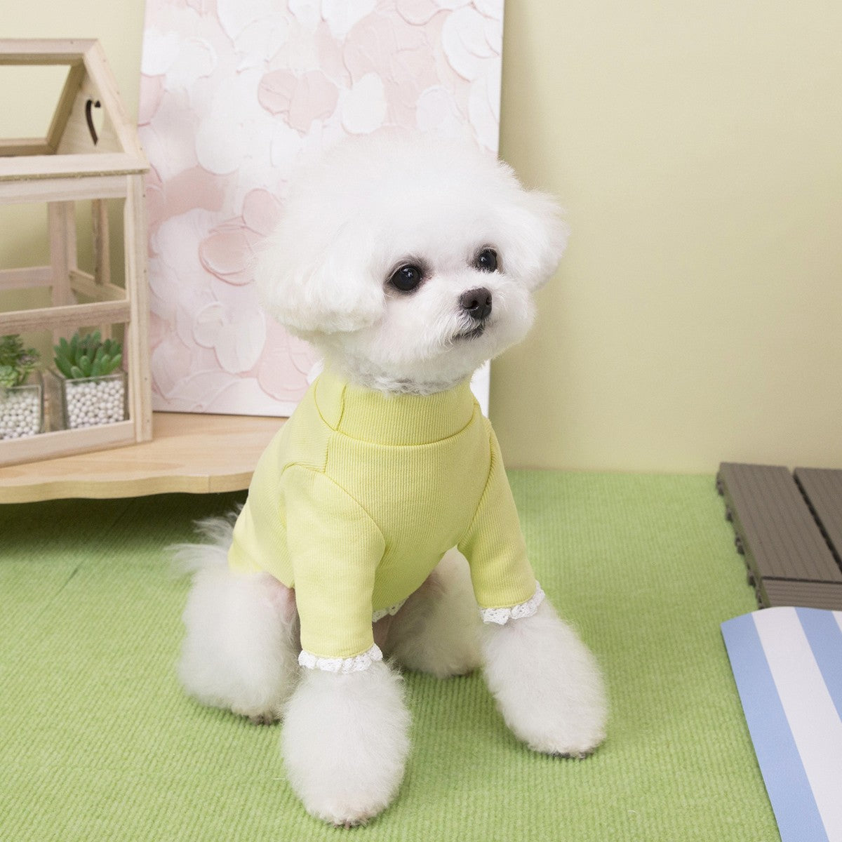 Cherry Rhinestone Dog Turtleneck Hoodie_CWMM12256