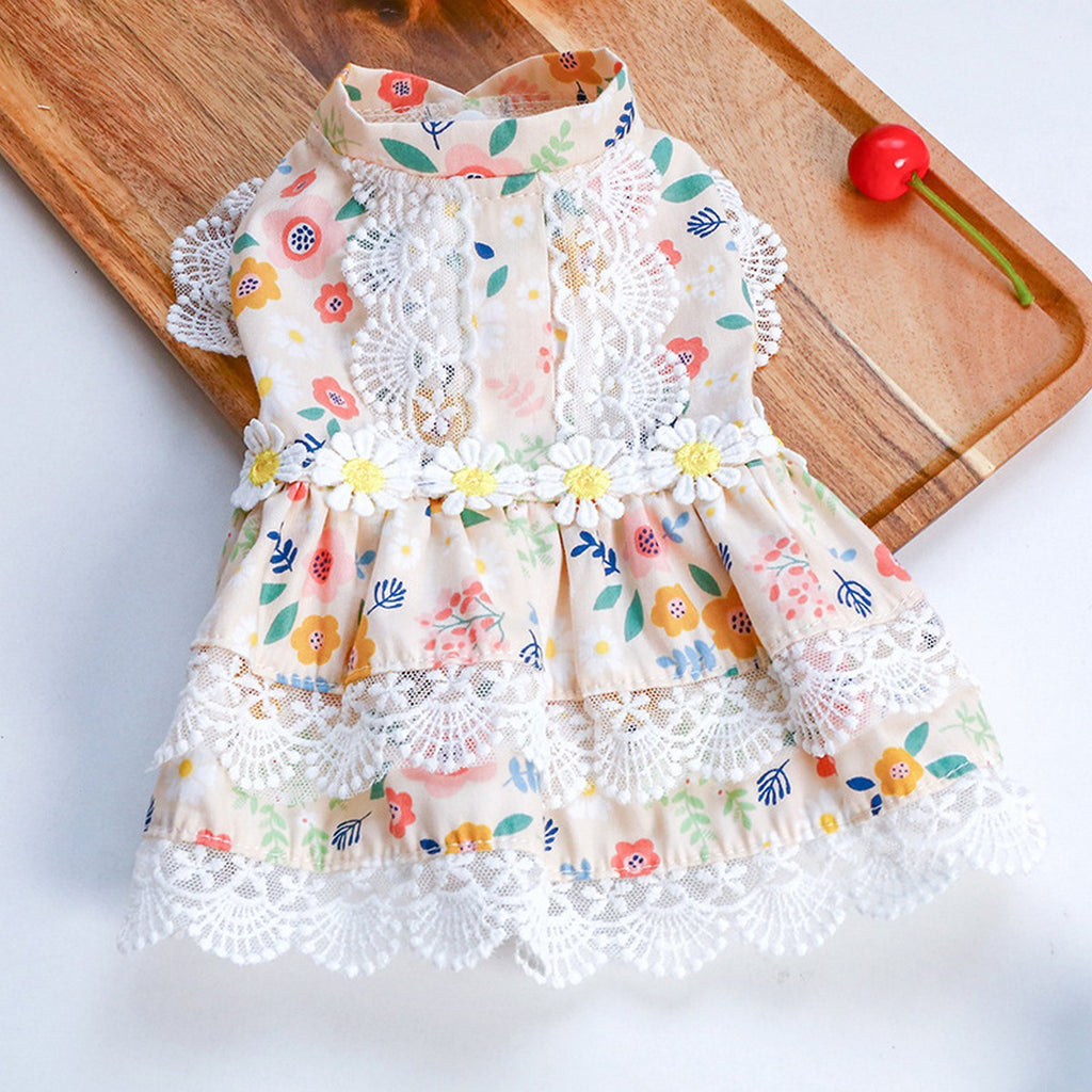Small Pet Maid Style Floral Lace Dress_CWMM13117