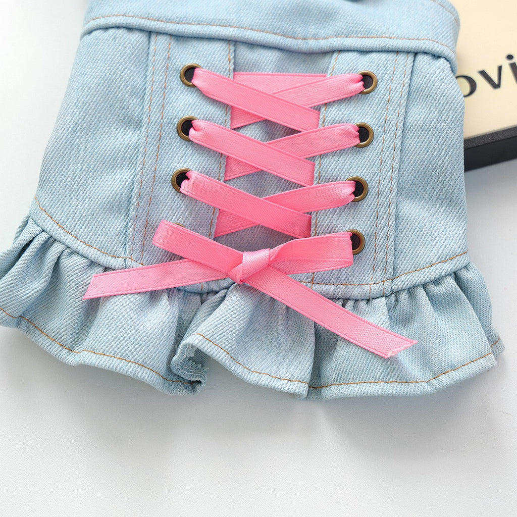 Pet Cozy Denim Dress Cute Heart Skirt_CWMM13012